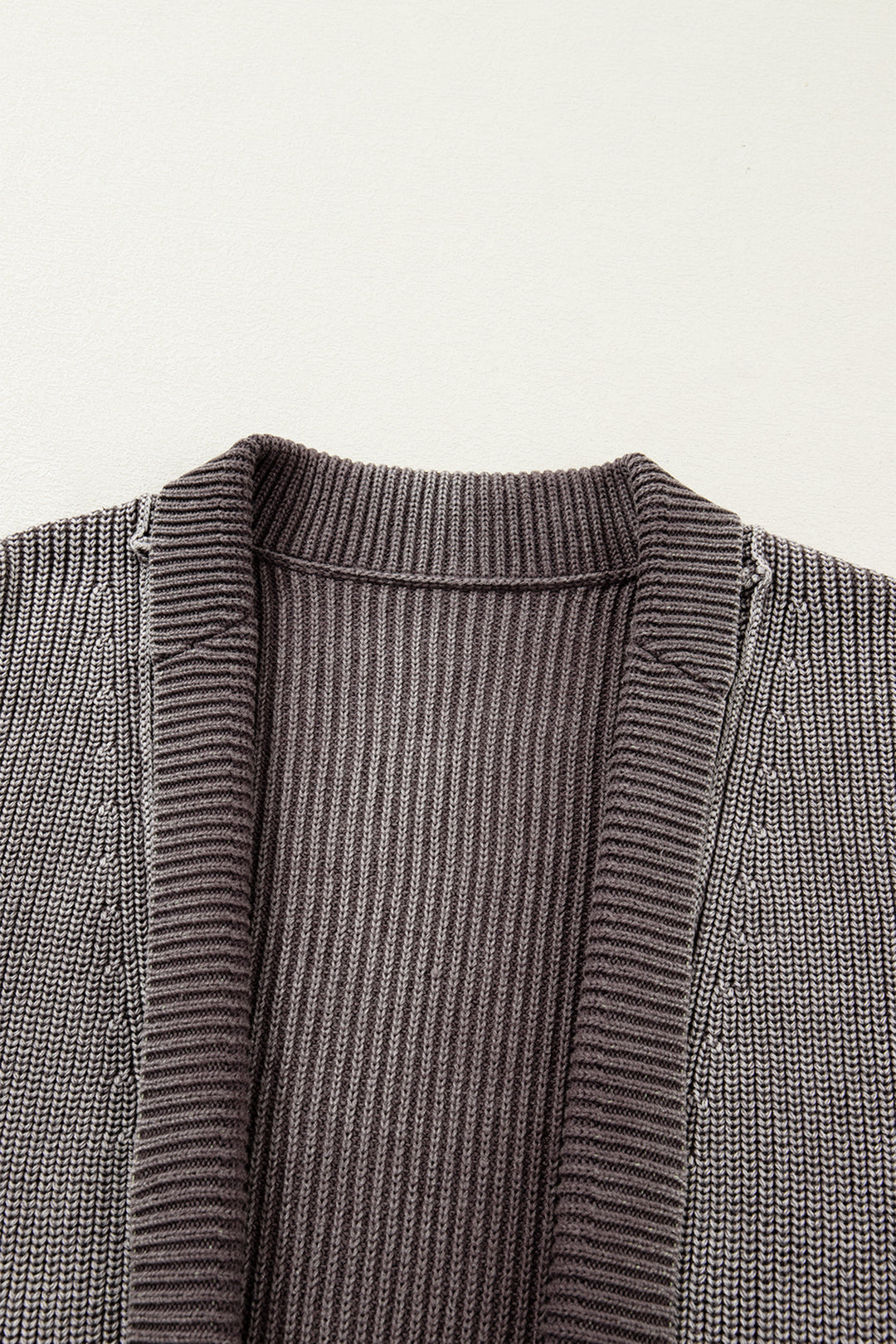 Mineral Wash Exposed Seam Patchwork Knit Open Sweater Cardigan