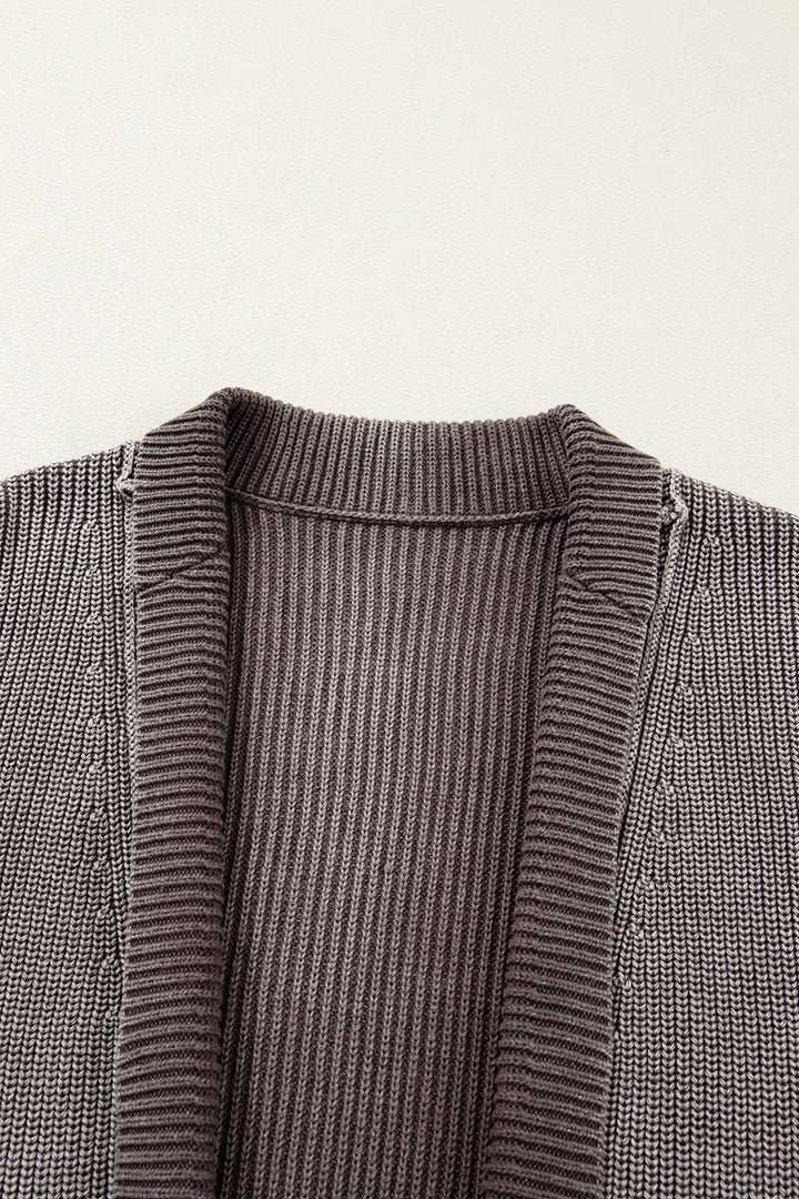 Mineral Wash Exposed Seam Patchwork Knit Open Sweater Cardigan