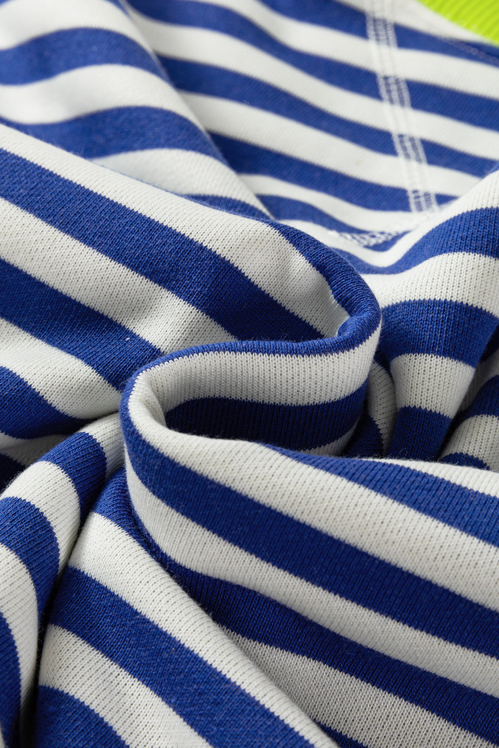 Striped Contrast Ribbed Trim Crossed Stitch Drop Shoulder Sweatshirt