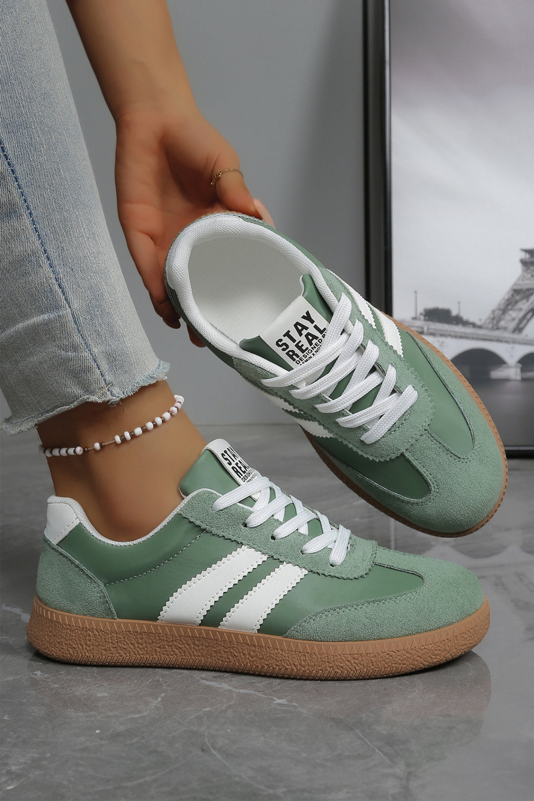 Varsity Color Block Patchwork PU Leather Lace Up Shoes