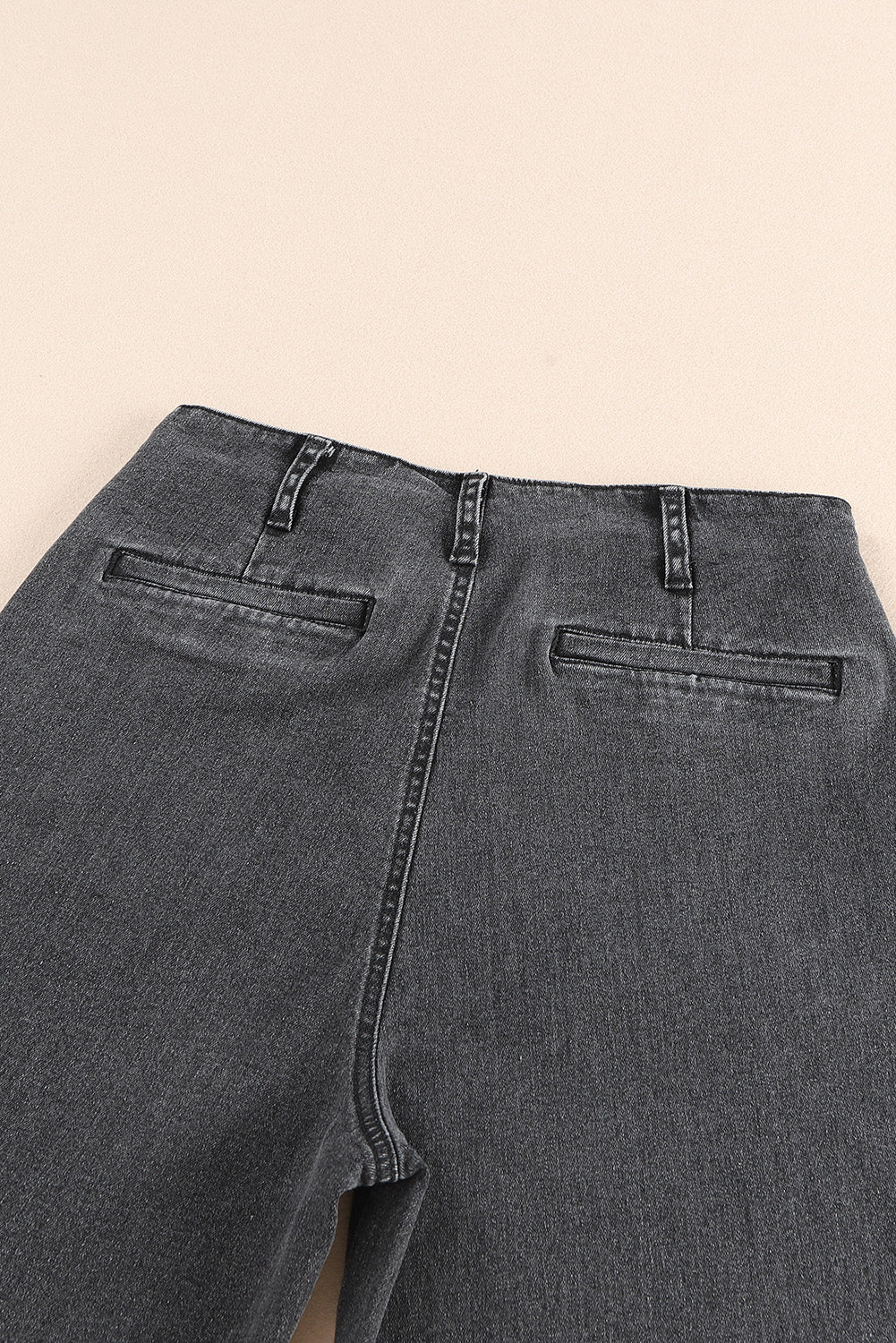 Gray High Waist Button Front Wide Leg Cropped Jeans