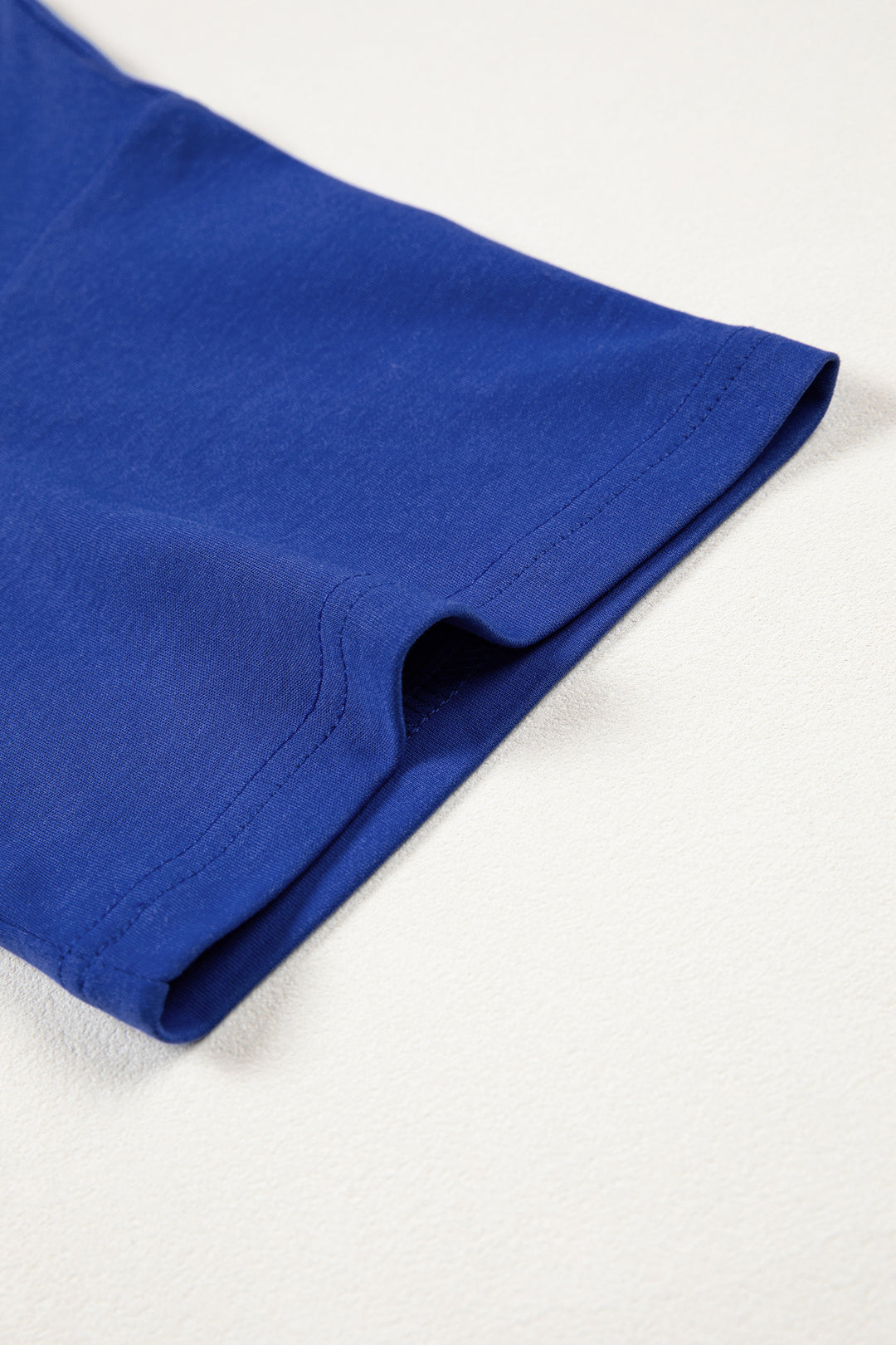 Dark Blue Solid Color High Neck Oversize Tee
