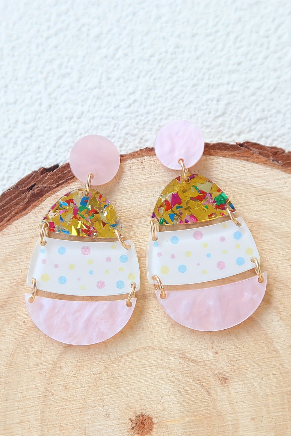 Boucles d'oreilles pendantes en forme d'œuf de Pâques imprimé mignon