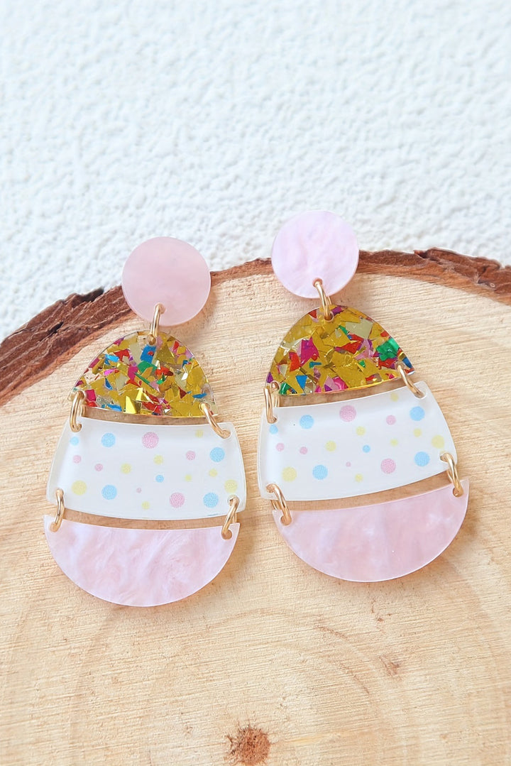 Boucles d'oreilles pendantes en forme d'œuf de Pâques imprimé mignon