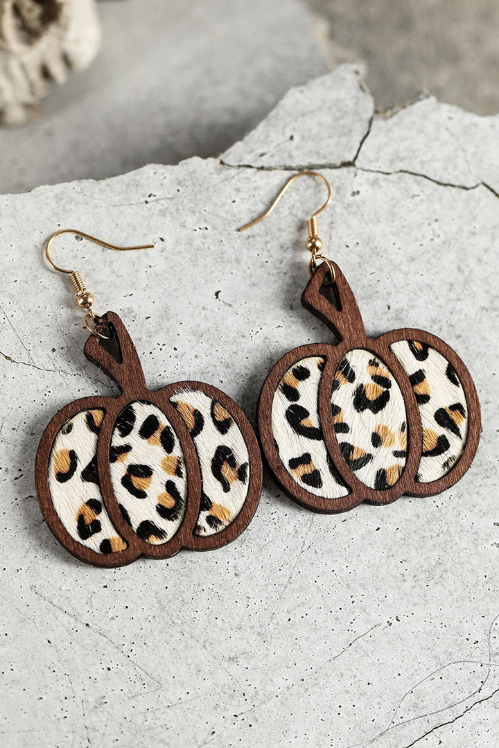 Boucles d'oreilles pendantes en forme de citrouille à imprimé animal