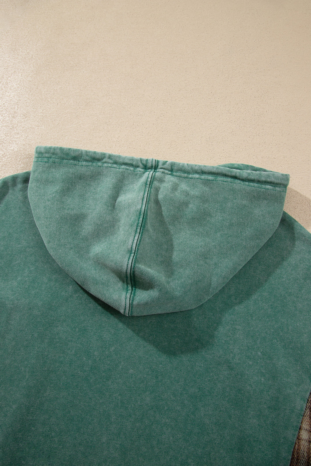 Smoke Green Plaid Colorblock Hoodie