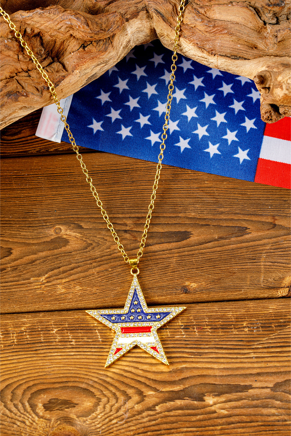 Collier étoile avec strass et drapeau américain