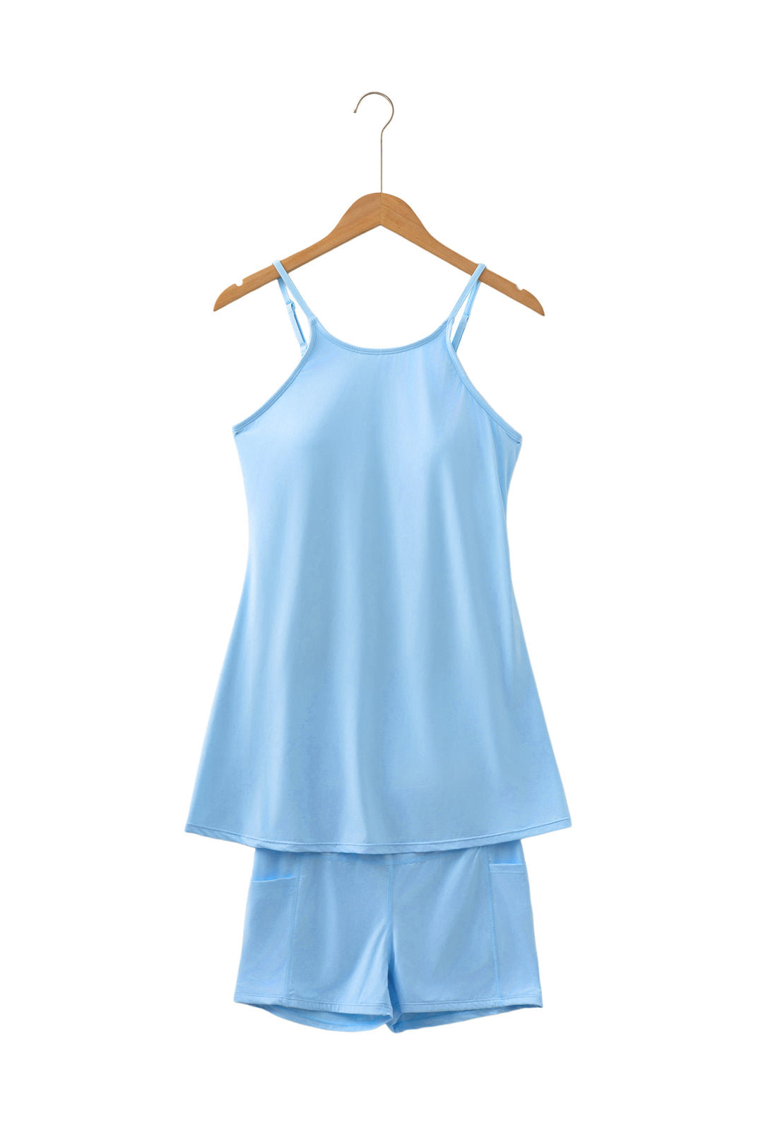 Beau Blue Tunic Tank Dress Athletic Shorts Two Piece Set