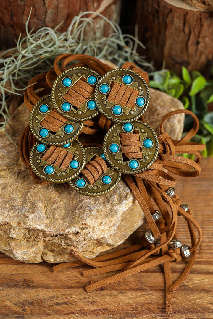 Ceinture à pampilles superposées avec décor turquoise occidental