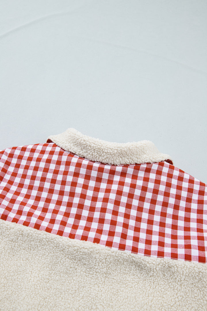 White Plush Plaid Patchwork Merry Christmas Baggy Sweatshirt