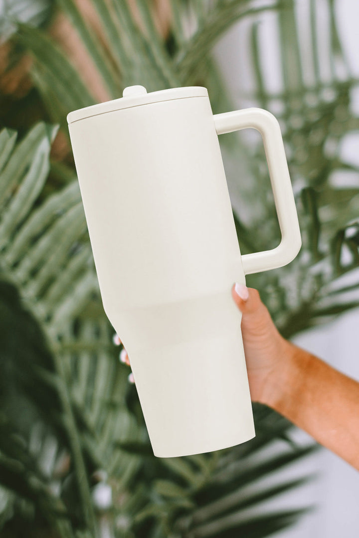 Grande tasse à vide avec poignée en acier inoxydable givré et paille 40 oz