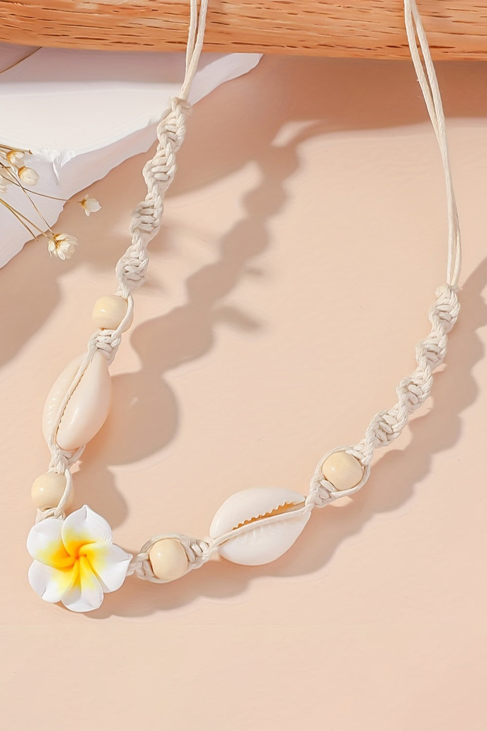 Flower Seashell Braided Choker Necklace