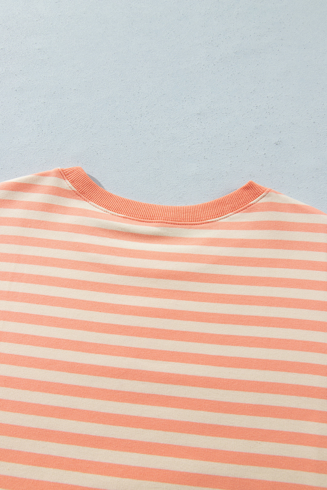 Grapefruit Orange Drop Shoulder Long Sleeve Pullover Elastic Waist Casual Short Set