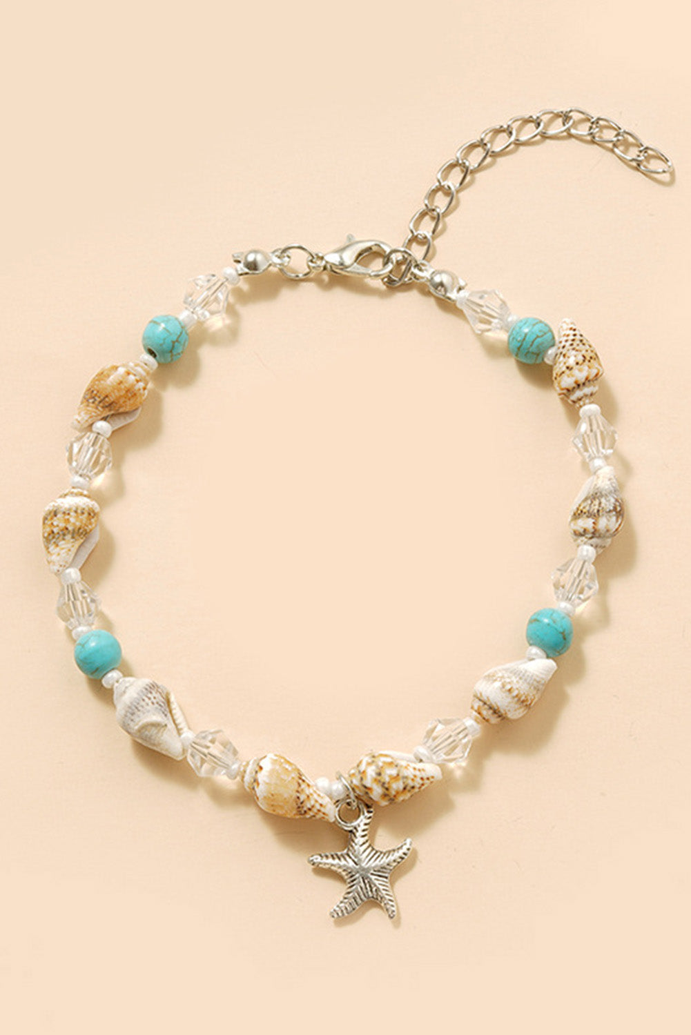 Bracelet de cheville de plage en perles de conque et étoile de mer