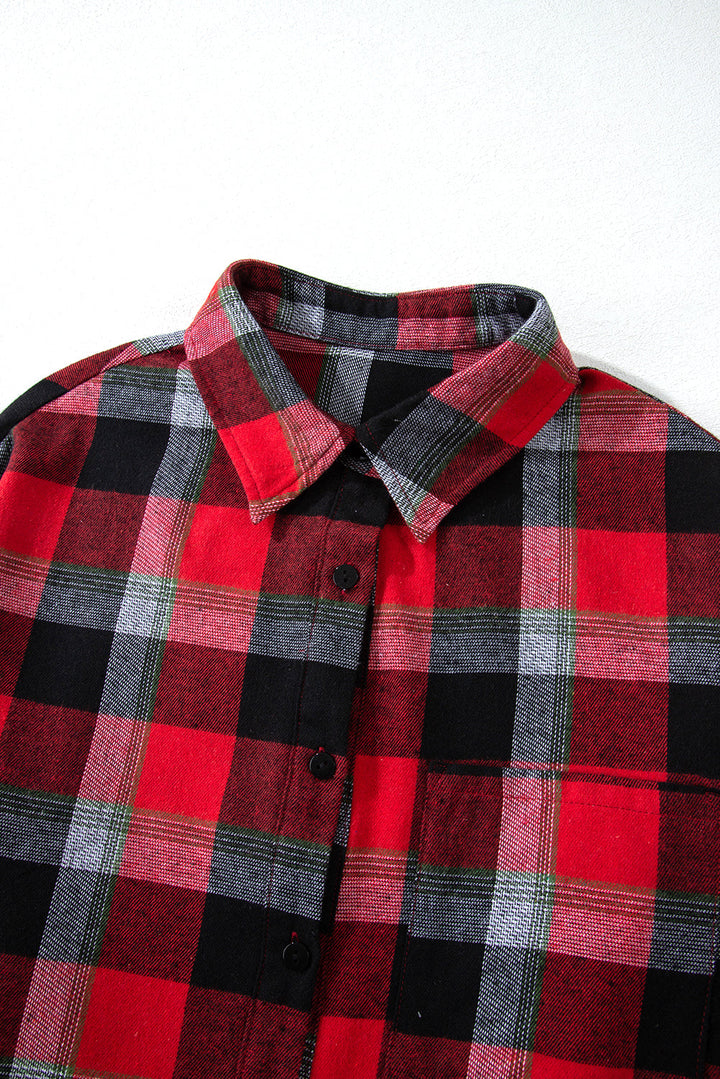 christmas checkered pattern loose shirt and pants lounge set