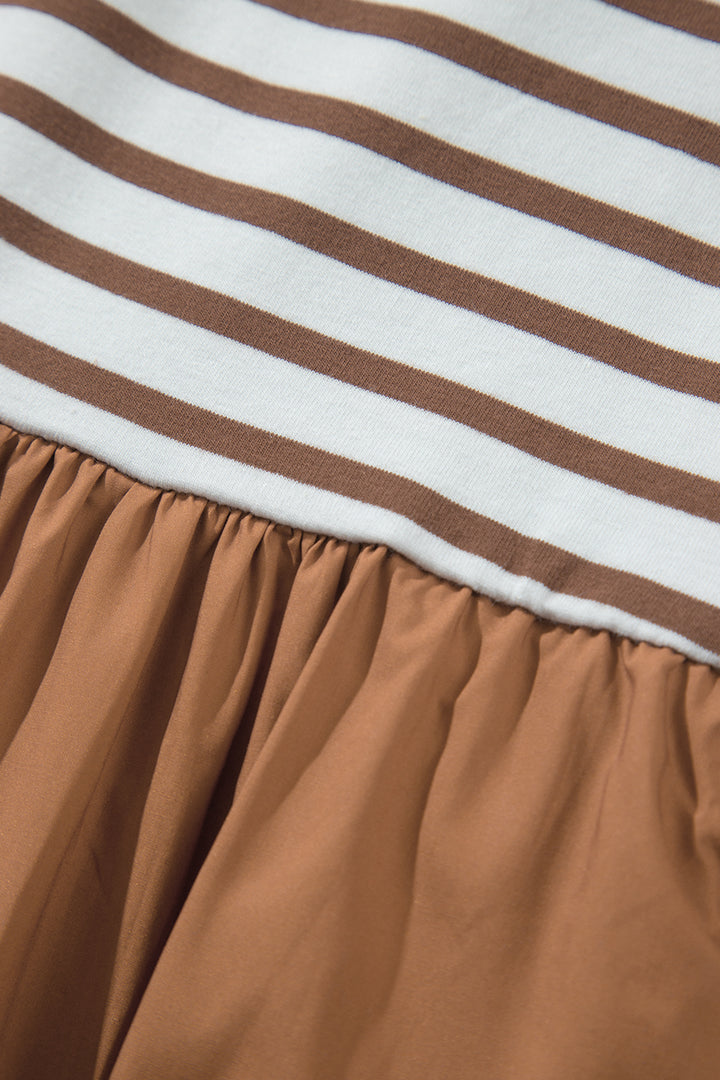 Chestnut Striped Colorblock Sleeveless Casual Long Dress