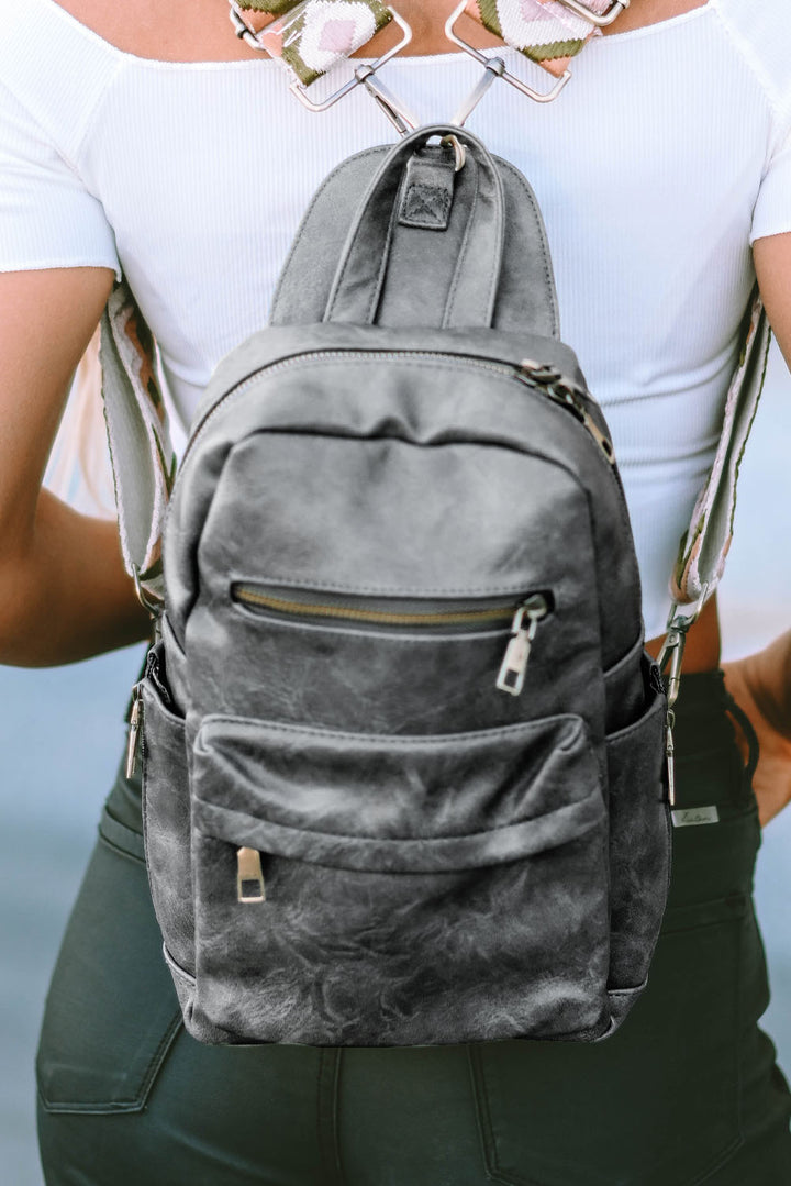 Rucksack aus Kunstleder mit Doppelreißverschluss