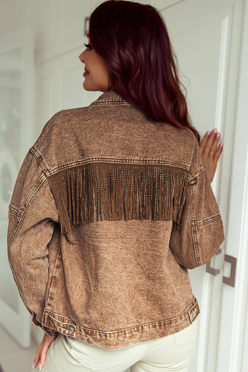 Rhinestone Fringed Cowgirl Fashion Denim Jacket