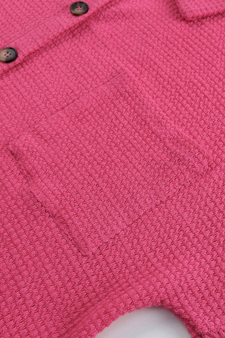 Waffle Knit Button Up Casual Shirt