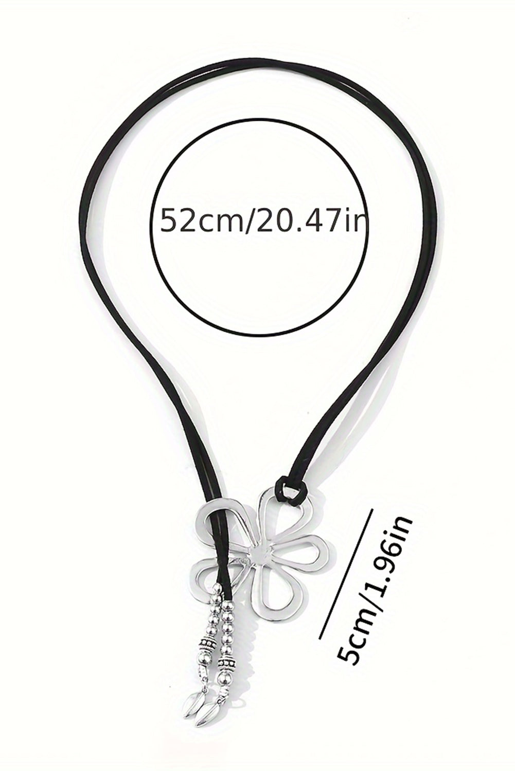 Collier en Y en cuir à motif floral ajouré