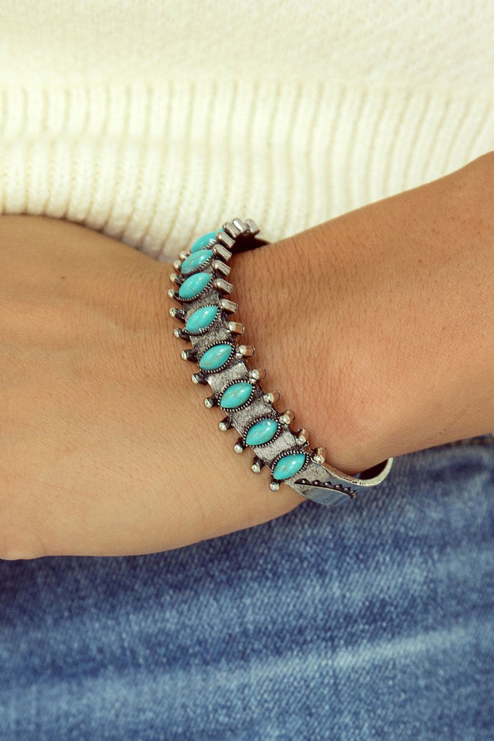 Bracelet ouvert bohème en perles turquoise
