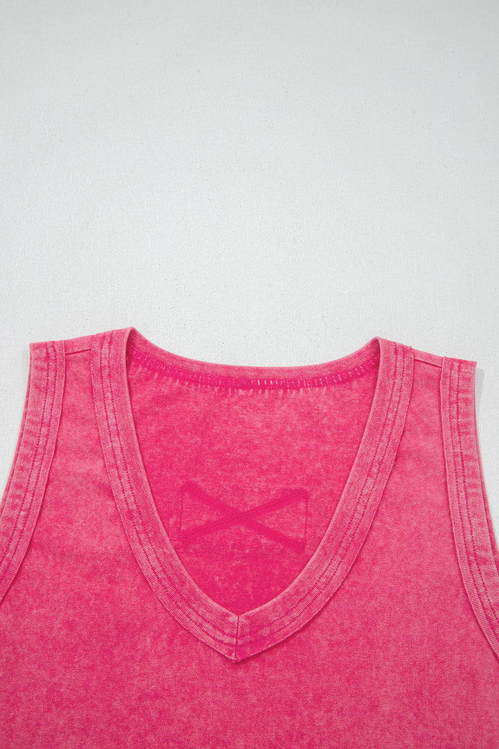 Mineral Wash V Neck Tank Top