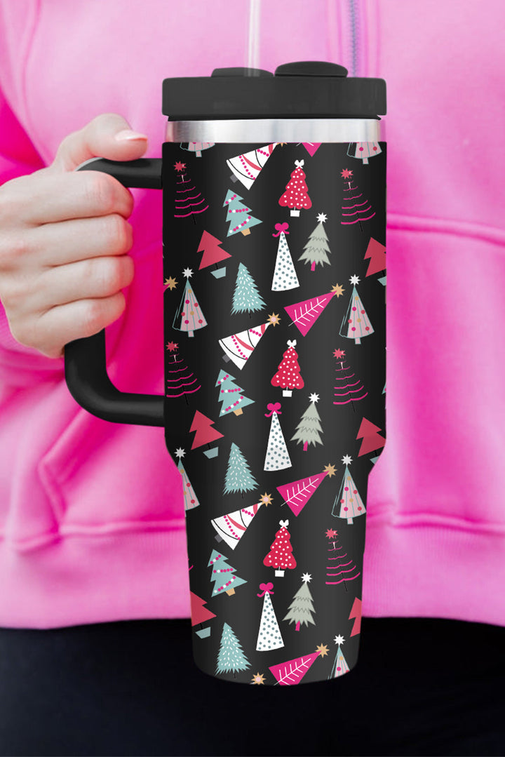 Cartoon Christmas Tree Printed Thermos Cup 40oz