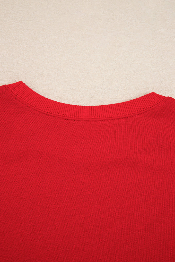 Fiery Red Varsity Stripe Detail Pullover Mini Skort Set