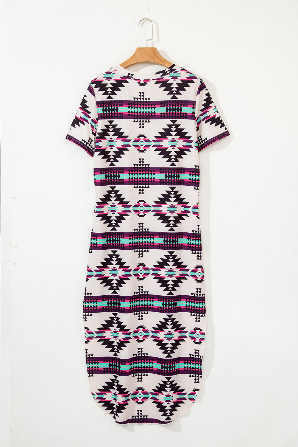 western aztec printed long t shirt dress