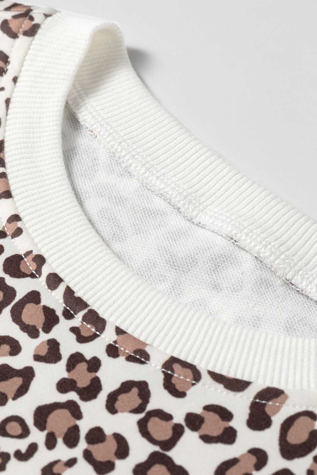 Khaki Leopard Print Embroidery Colorblock Details Pant Set