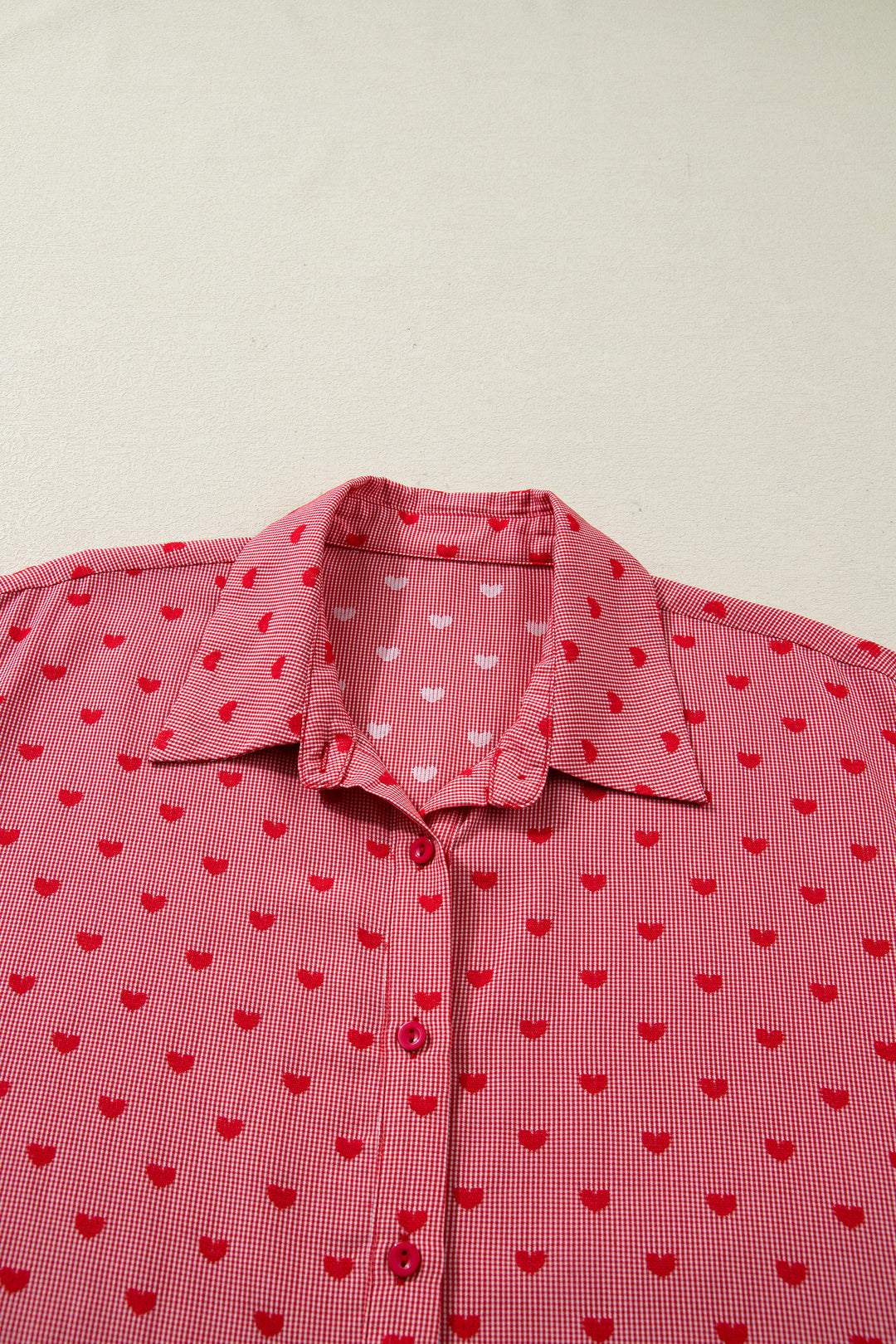Heart Shape Print Half Sleeve Loose Valentine Shirt