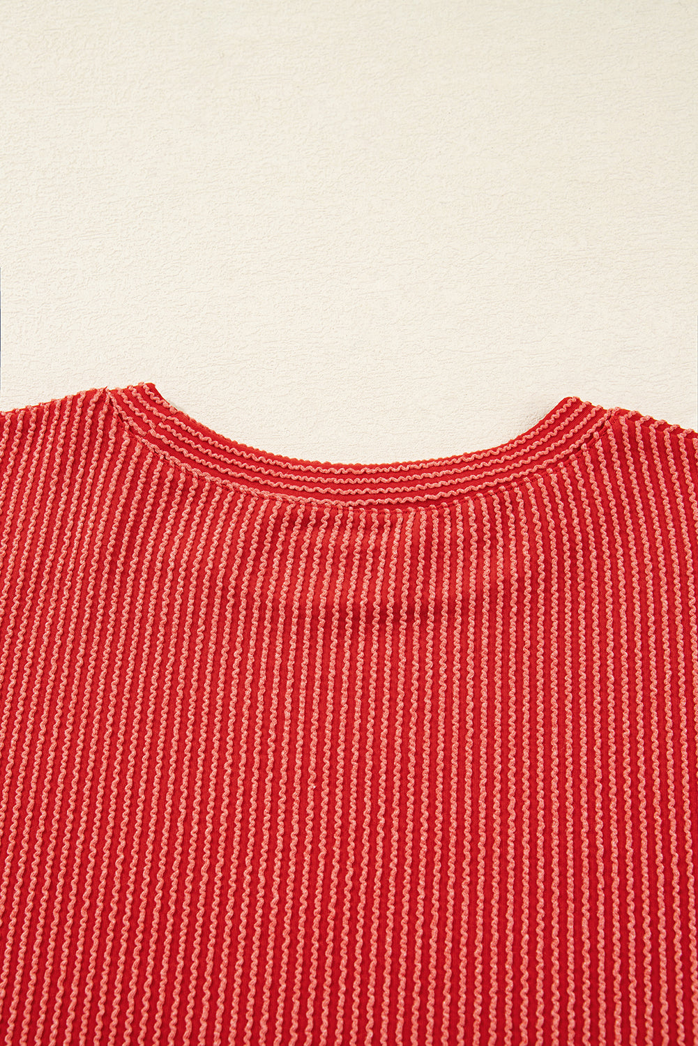 Twisted Rib Outlined Merry Letter Graphic Loose Long Sleeve Top
