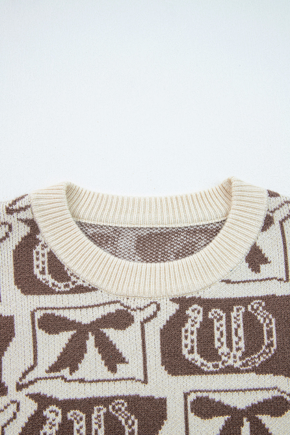 Bows & Horseshoes Pattern Western Fashion Print Sweater