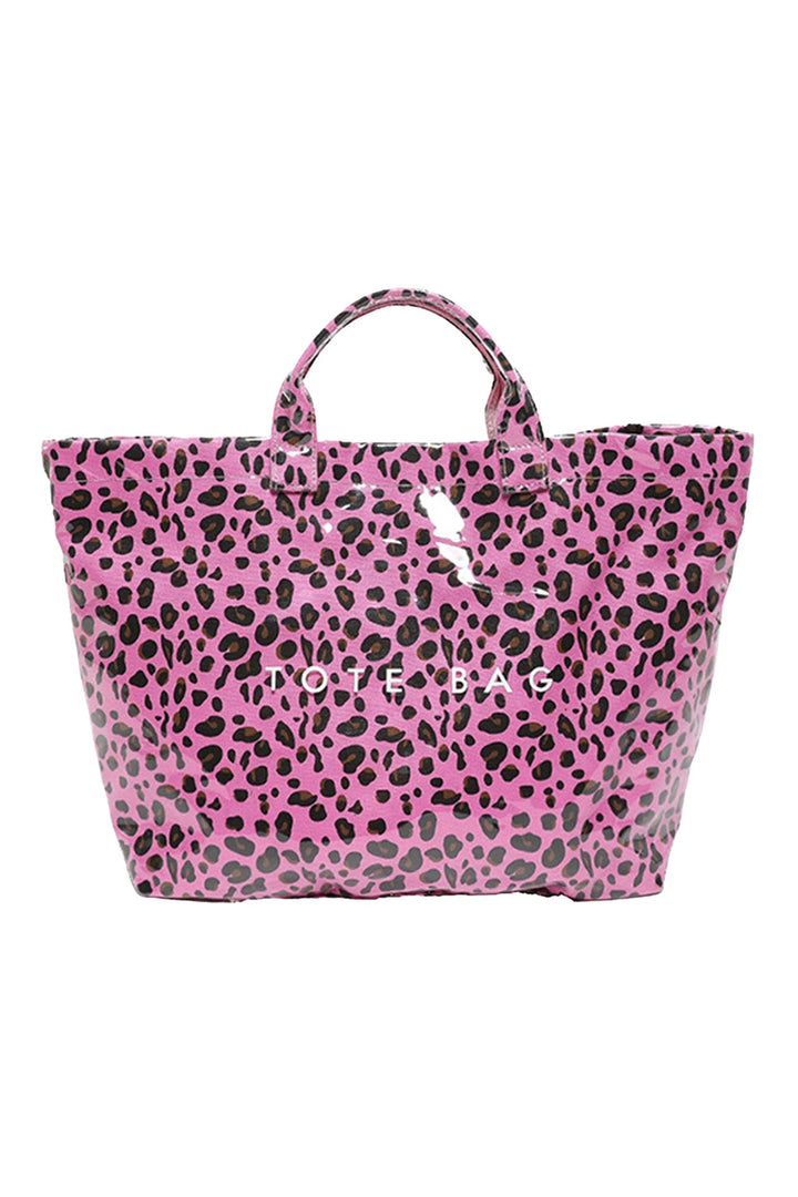 Rose Red Leopard PU Leather Water Proof Tote Bag