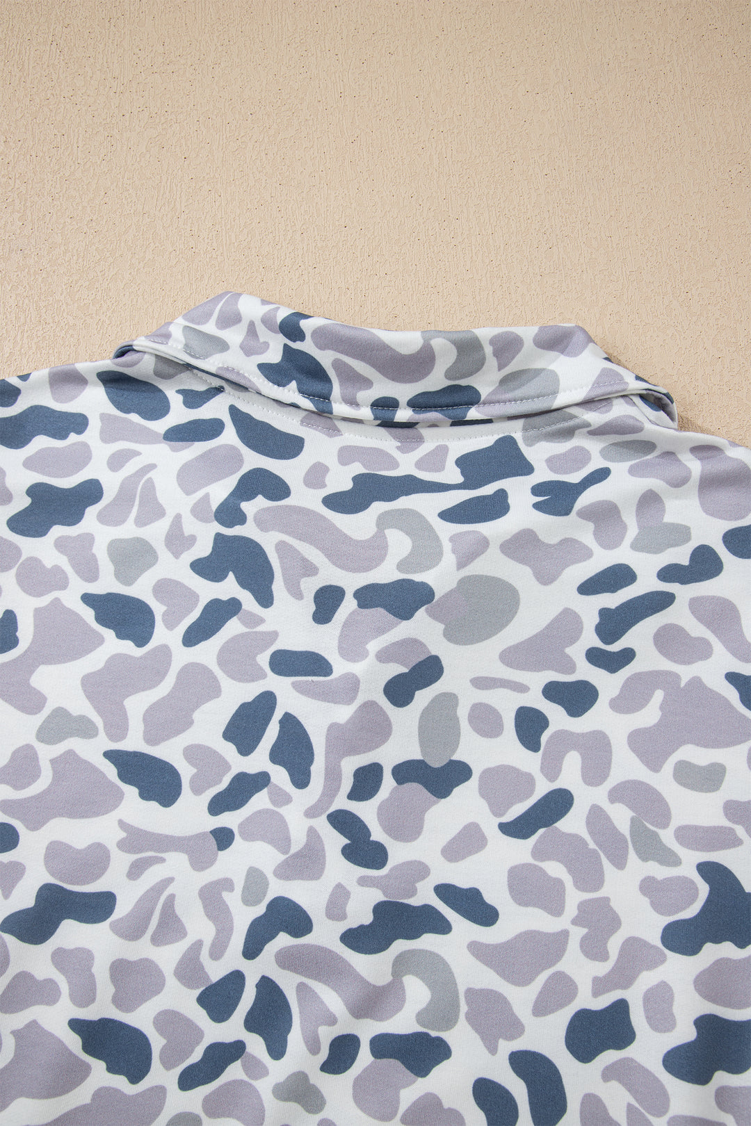 Multicolour Camouflage Print Kangaroo Pocket Zip Collar Pullover Sweatshirt