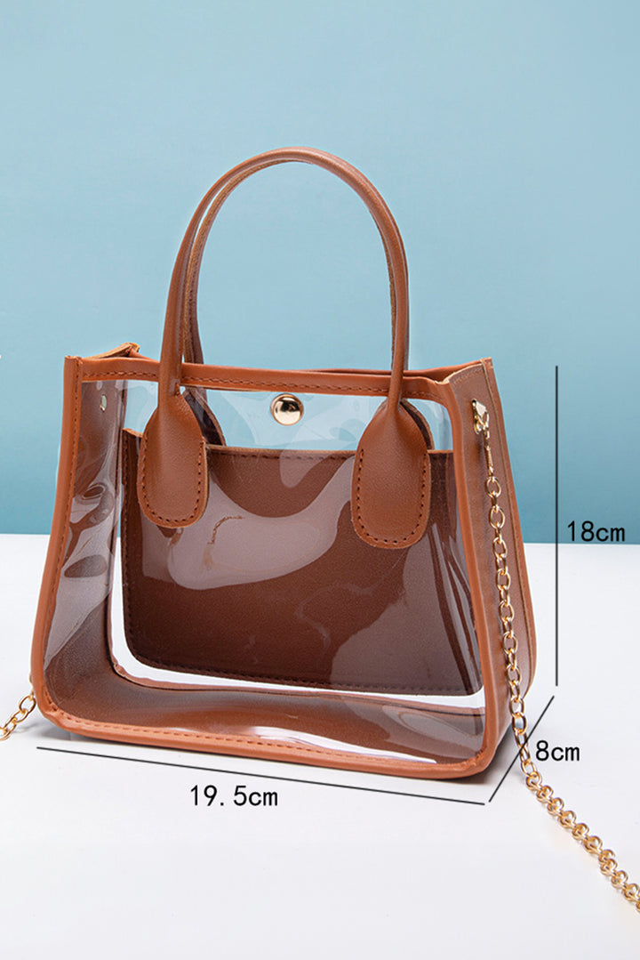 PVC PU Leather Patchwork Chain Strap Shoulder Bag