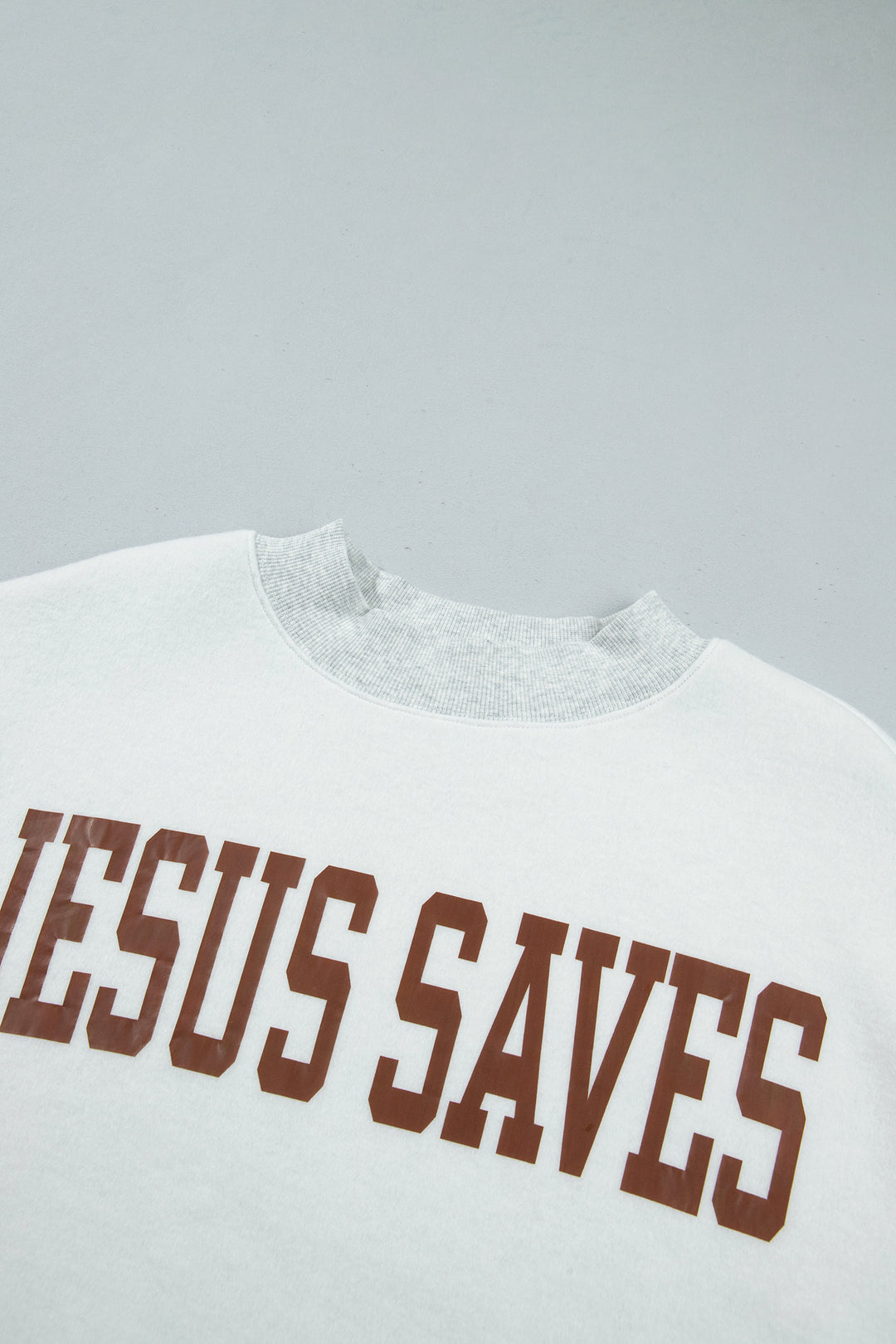 Light Grey Reversible Christian Faith Print Mock Neck Pullover Sweatshirt