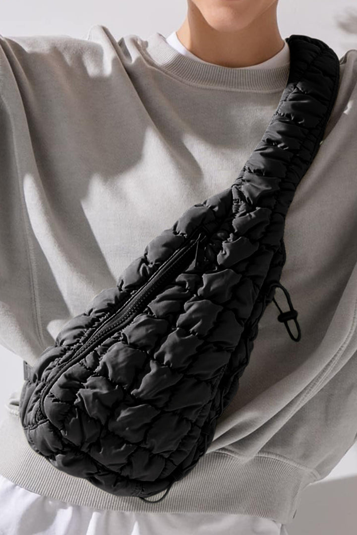 Marshmallow Quilted Drawstring Decor Sling Bag