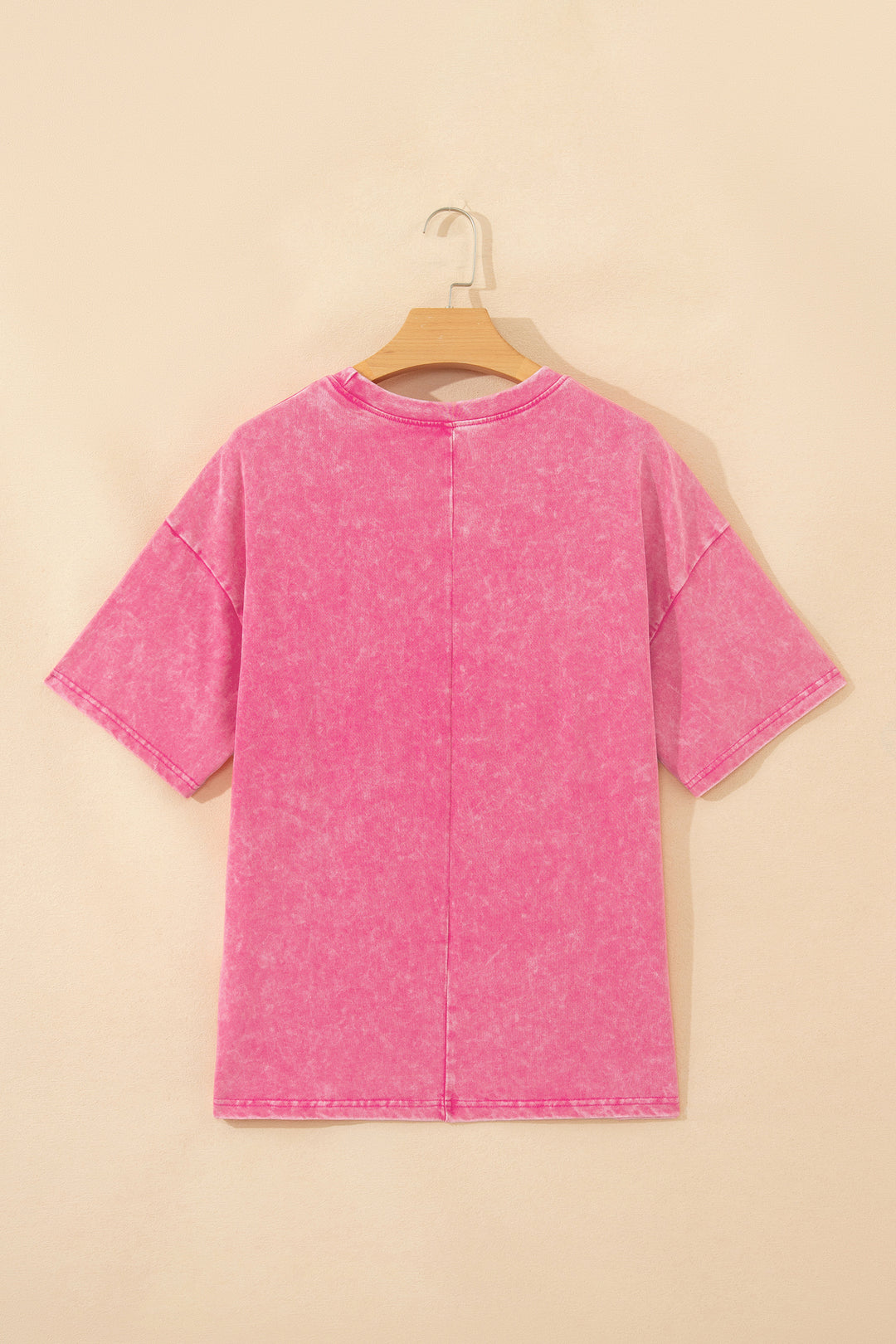 Pink Solid Color Cotton Mineral Washed Oversize Tee