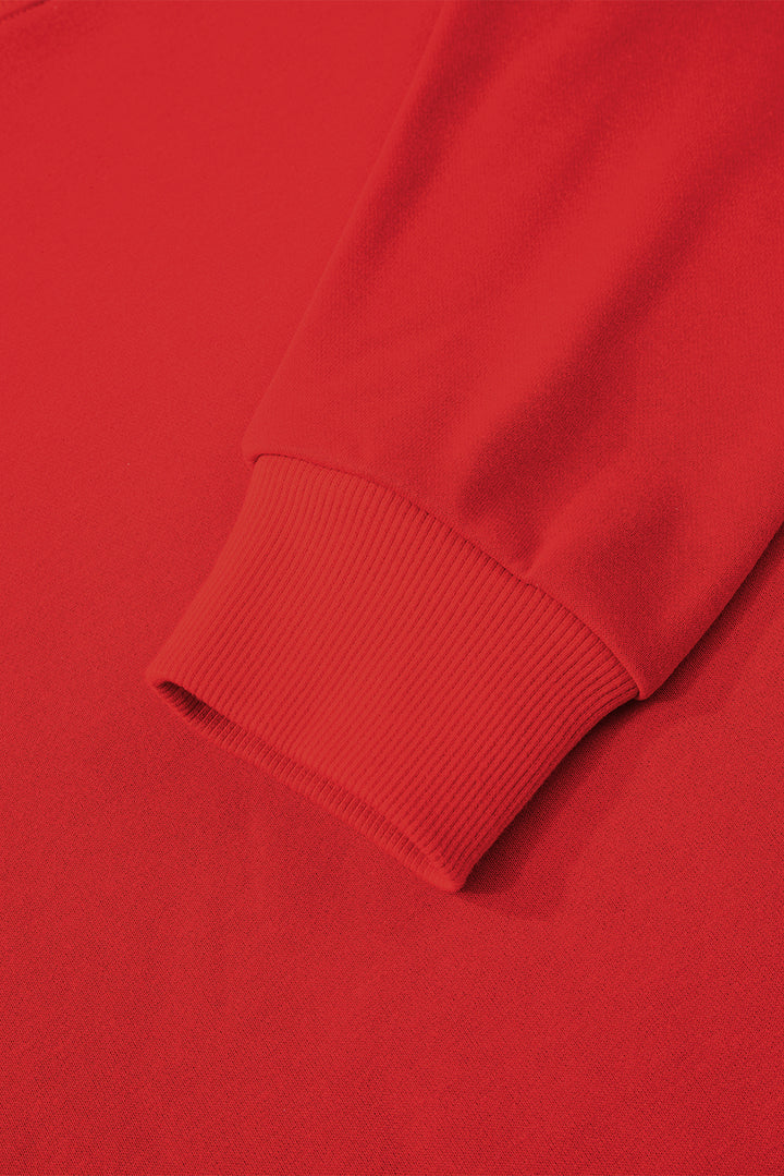 Fiery Red Varsity Striped Detail Drop Shoulder Oversized Sweatshirt