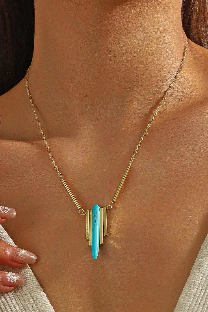 Turquoise Metal Bars Chain Necklace