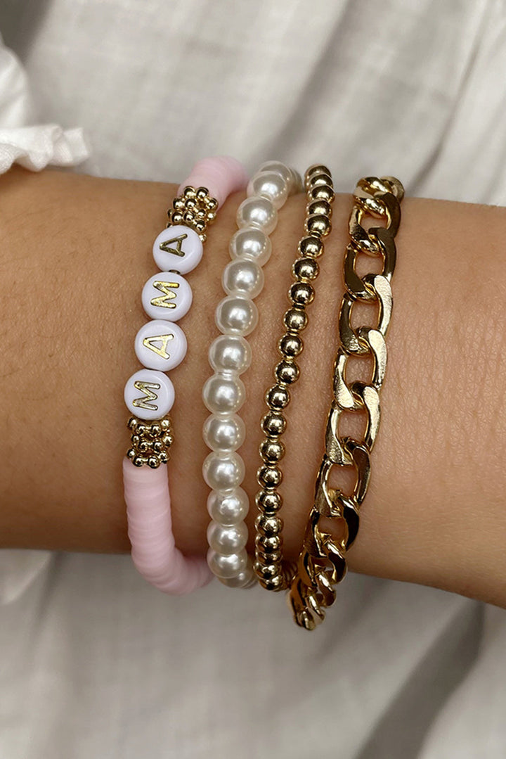 Ensemble de 4 bracelets à chaîne perlée MAMA Pearls