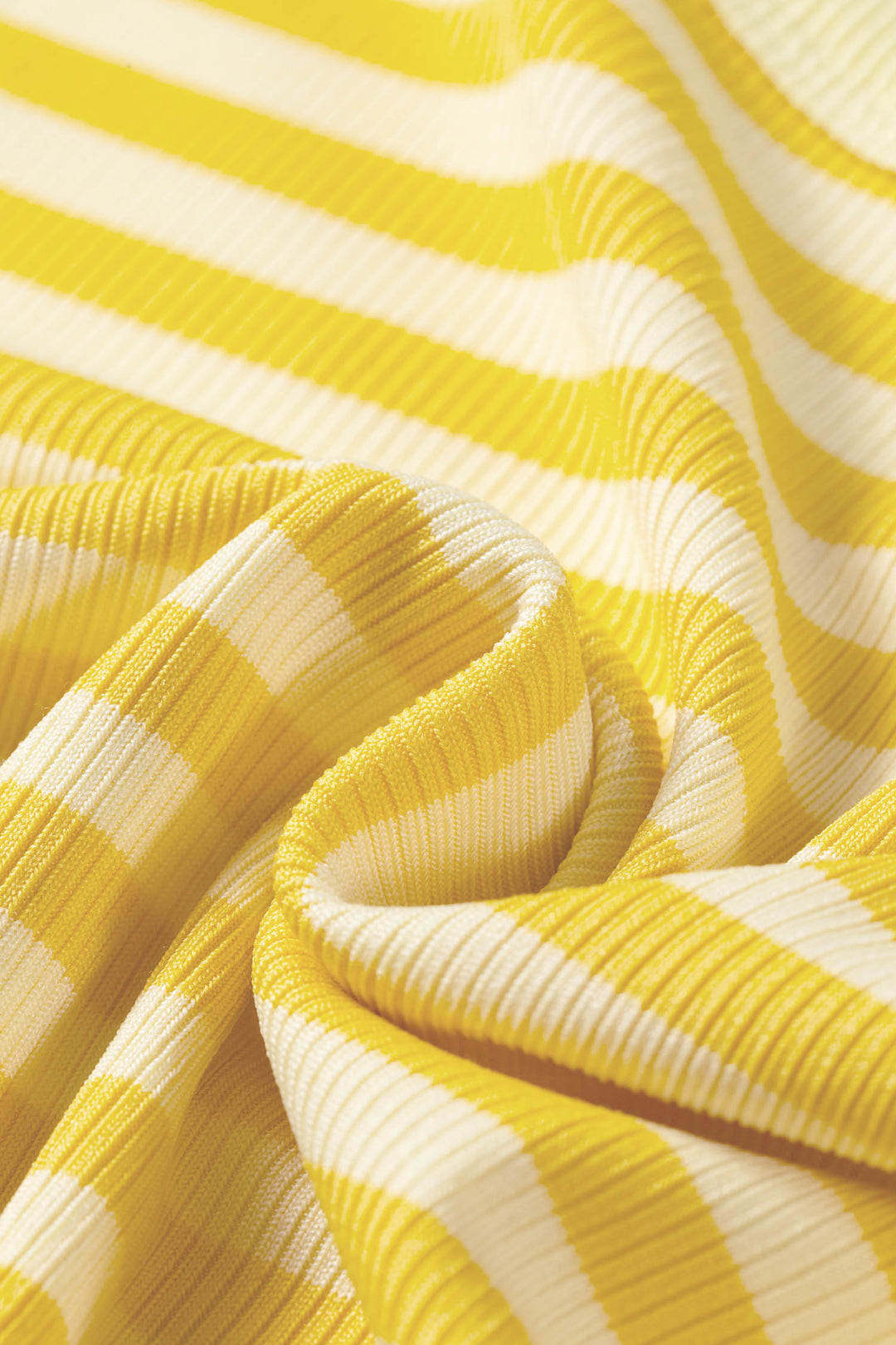 Casual Yellow Stripe Ribbed Knit Slim Tank Top