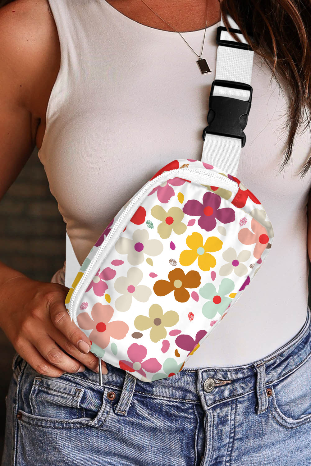 Cute Summer Flower Print Crossbody Bag