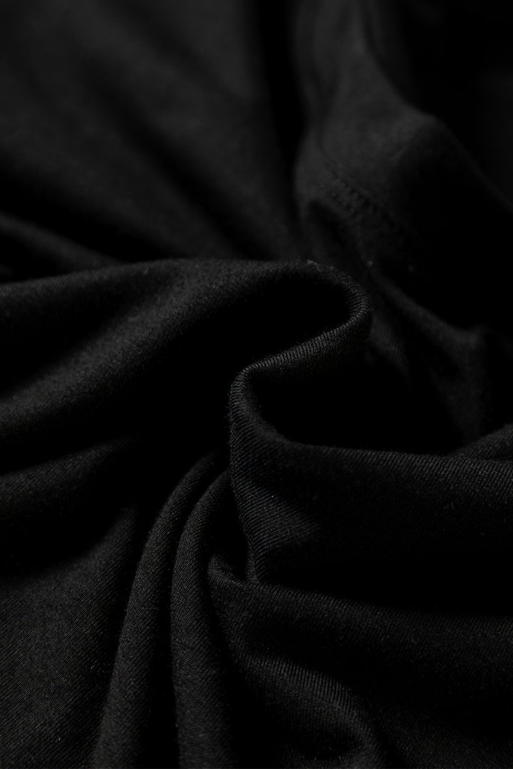 Black Solid Color Long Sleeve Fitted Top