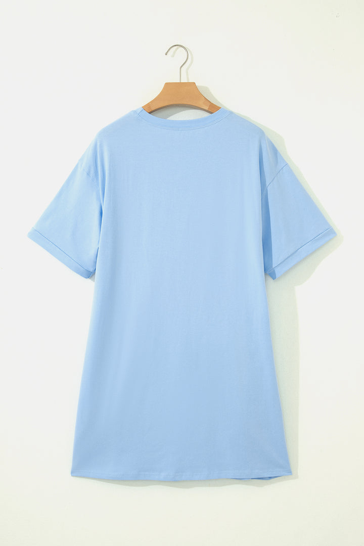 Beau Blue Patriotic Big Bow Stitched T Shift Mini Dress