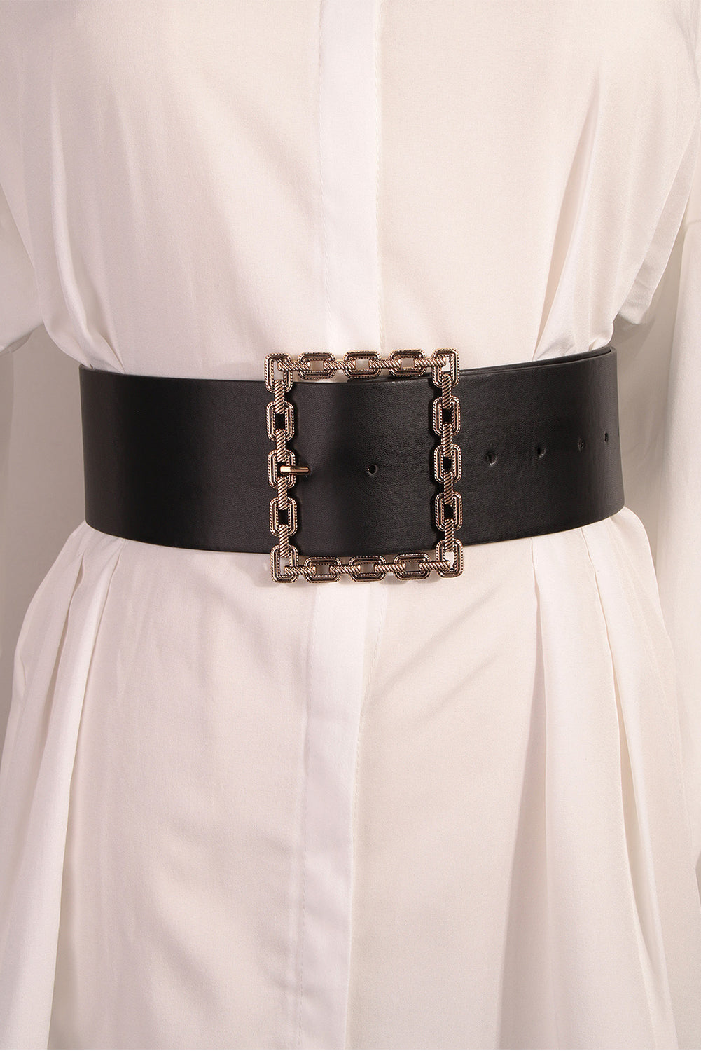 Ceinture en similicuir à boucle carrée