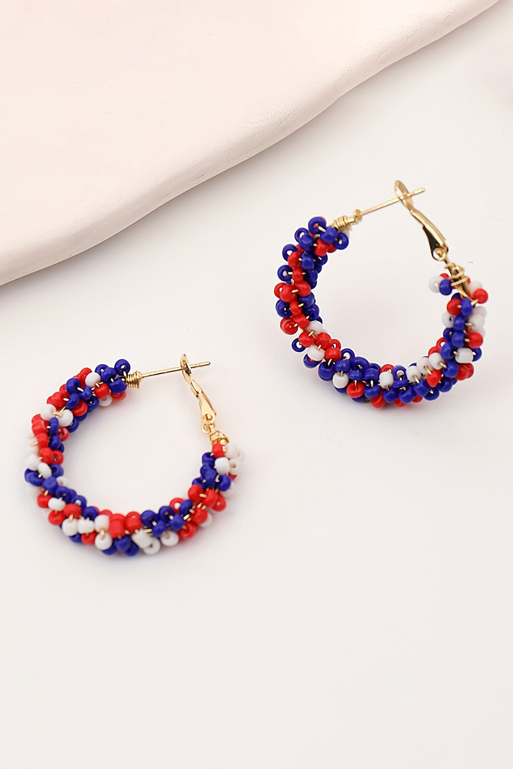 Flag Day Beaded Hoop Earrings