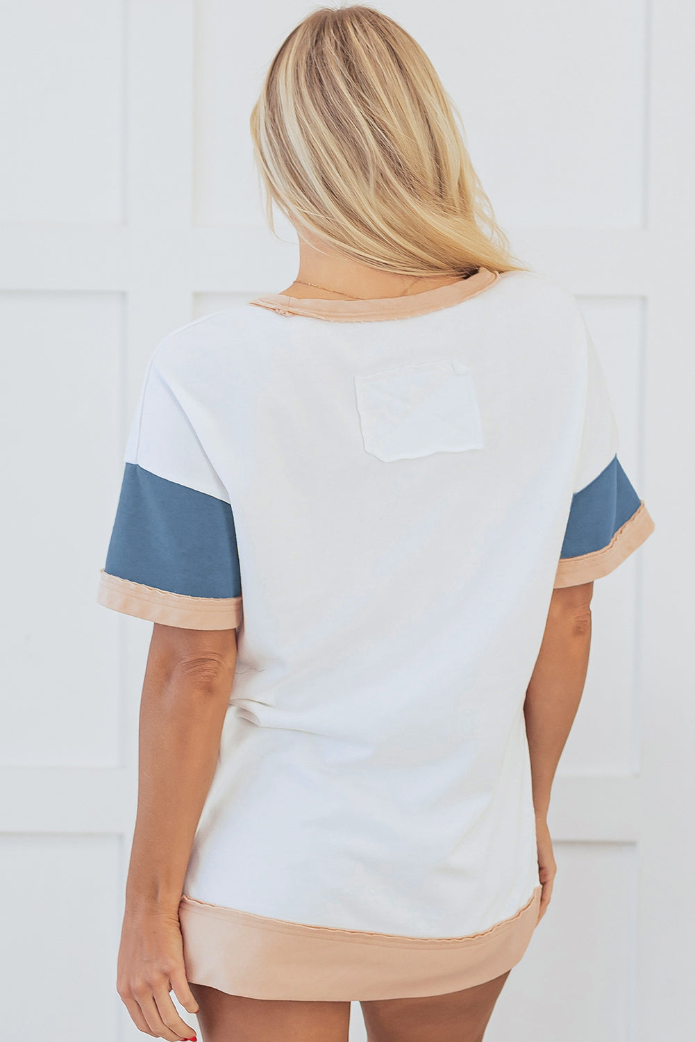 Colorblock Patchwork Side Split Tunic T Shirt