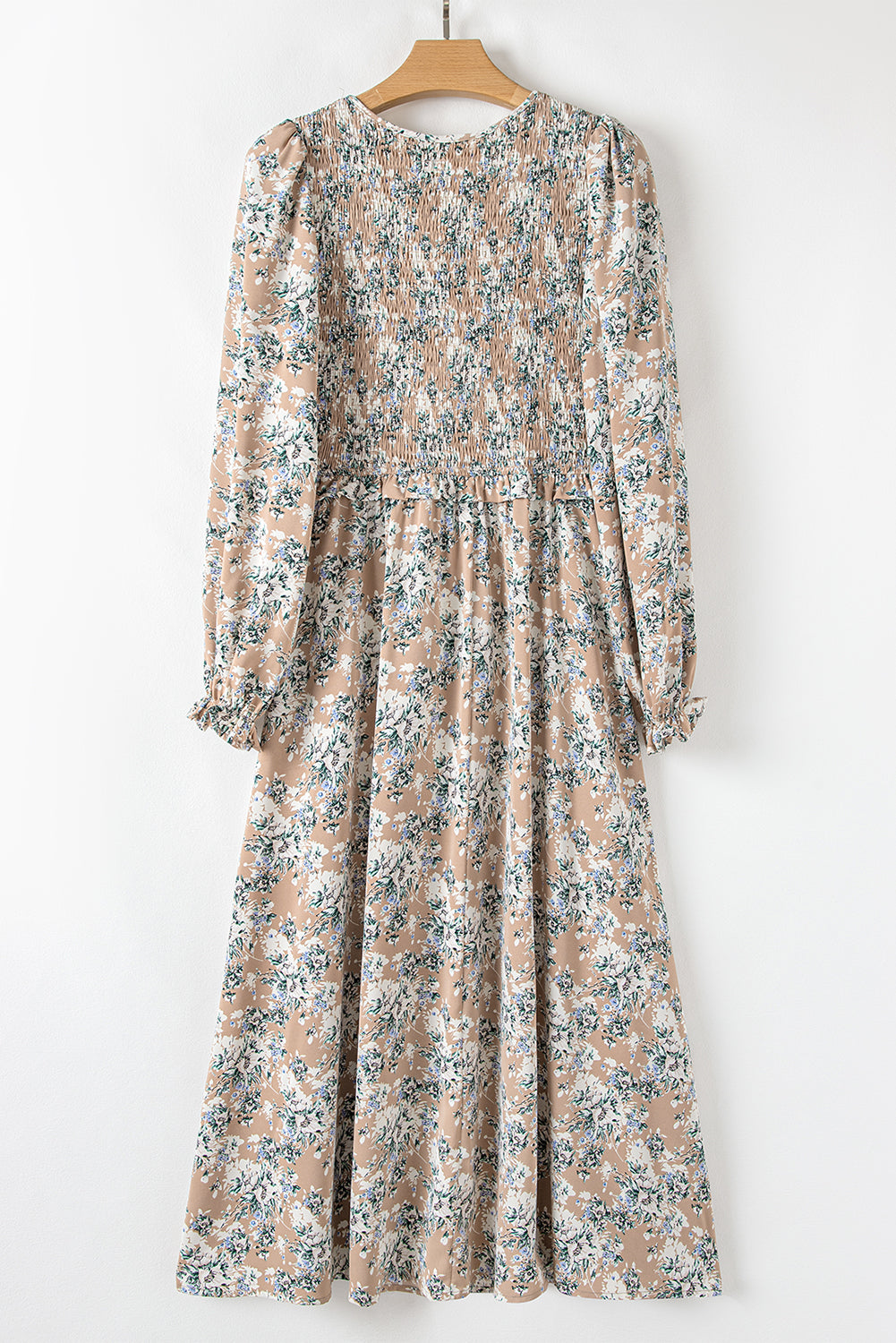 Maple Grove Floral Smocked Puff Sleeve Long Dress